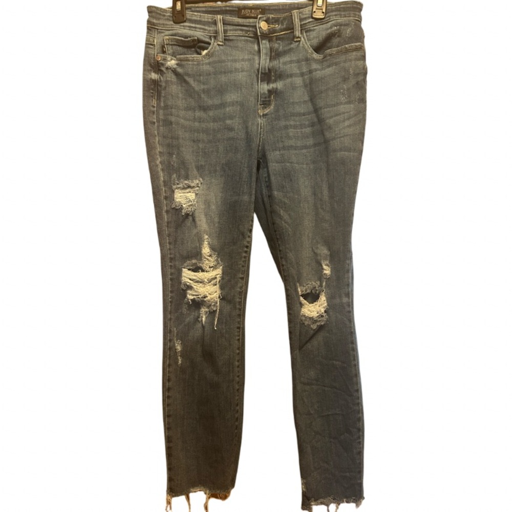 Judy Blue Distressed Black Skinny Jeans